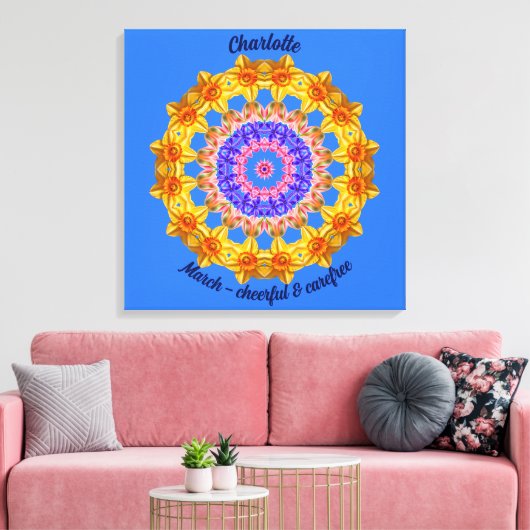 Maart Geboorte Bloem Gepersonaliseerde Mandala Zen Canvas Afdruk (Insitu (Woonkamer))