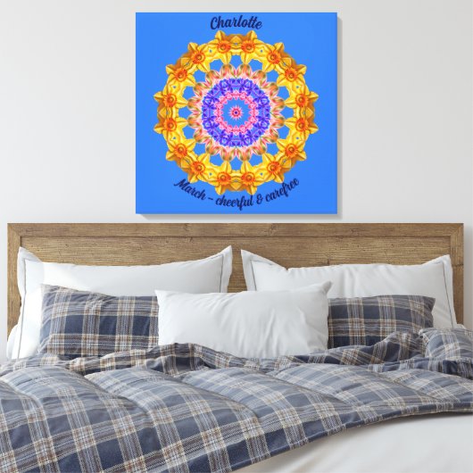 Maart Geboorte Bloem Gepersonaliseerde Mandala Zen Canvas Afdruk (Insitu (Slaapkamer))