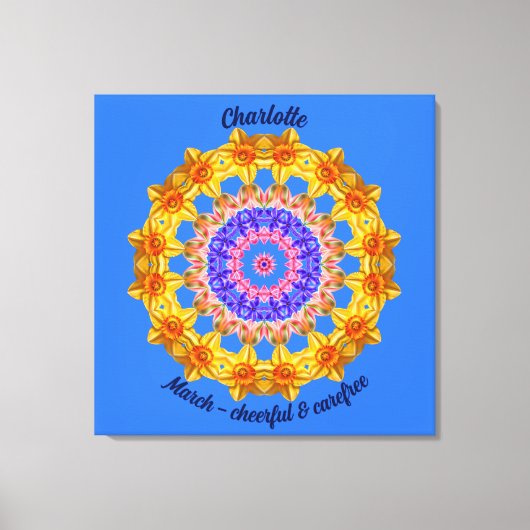 Maart Geboorte Bloem Gepersonaliseerde Mandala Zen Canvas Afdruk (Voorkant)