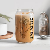 Maart Geboorte Bloem Jonquil met aangepaste naam Blikvorm Glas