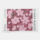 maart Geboorte Bloemenmarkt Roze Sakura Cherry Pri Theedoek (Horizontaal)
