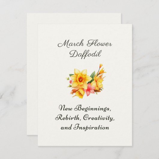Maart Geboorte Maand Bloem Daffodil Geboortegesche (Voorkant / Achterkant)