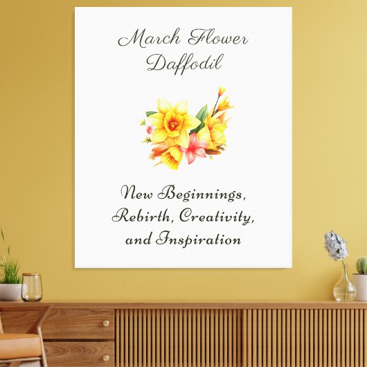Maart Geboorte Maand Bloem Daffodil Geboortegesche Canvas Afdruk (Insitu (Woonkamer))