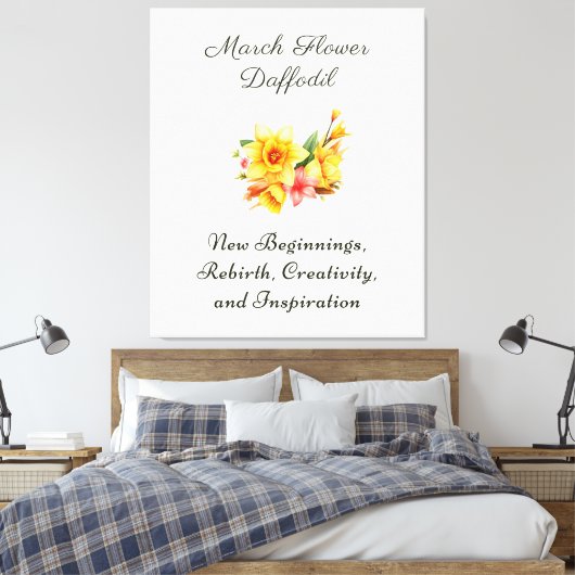 Maart Geboorte Maand Bloem Daffodil Geboortegesche Canvas Afdruk (Insitu (Slaapkamer))