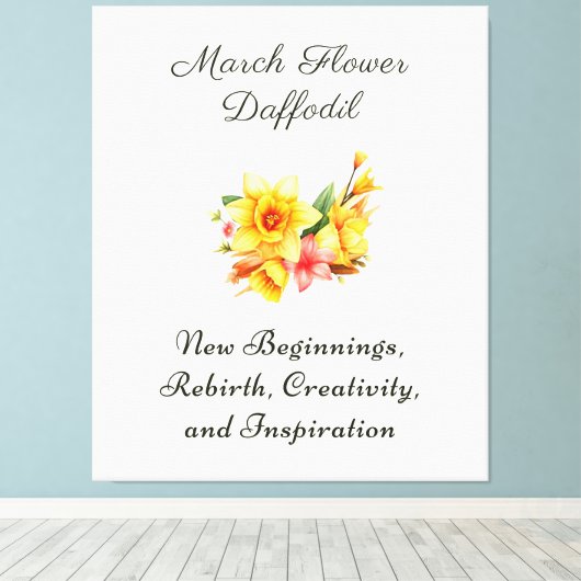 Maart Geboorte Maand Bloem Daffodil Geboortegesche Canvas Afdruk (Insitu (Houten vloer))