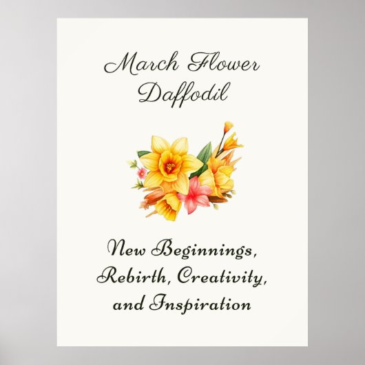 Maart Geboorte Maand Bloem Daffodil Geboortegesche Poster (Voorkant)