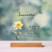 Maart Geboorte Maand Bloem Daffodil gepersonalisee Acryl Bord (Neutraal)