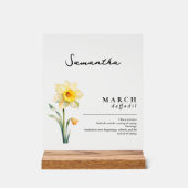 Maart Geboorte Maand Bloem Daffodil gepersonalisee Acryl Bord (Voorkant)