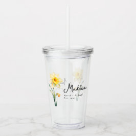 Maart Geboorte Maand Bloem Daffodil gepersonalisee Acryl Drinkbeker