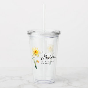 Maart Geboorte Maand Bloem Daffodil gepersonalisee Acryl Drinkbeker