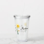 Maart Geboorte Maand Bloem Daffodil gepersonalisee Acryl Drinkbeker (Achterkant)