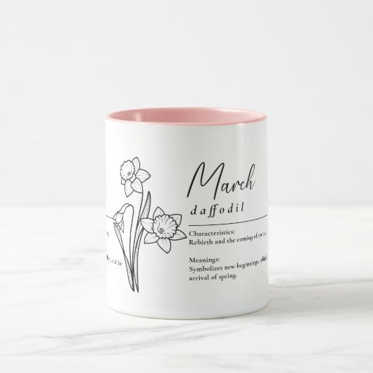 Maart Geboorte Maand Bloem Daffodil Minimalist Mok (Midden)