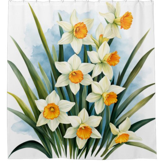 Maart Geboorte Maand Bloem Daffodil. Spring Daffod Douchegordijn (Voorkant)