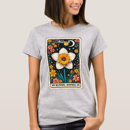 Maart Geboorte Maand Bloem Daffodil T-shirt (Voorkant)