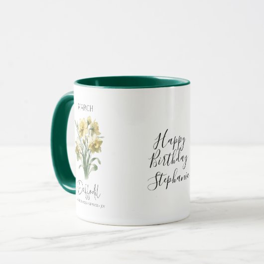 Maart Geboorte Maand Bloem Daffodil Verjaardagscad Mok (Voorkant links)
