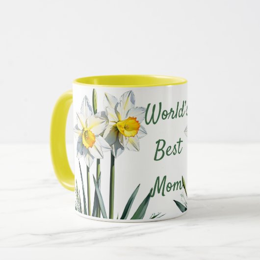 Maart Geboorte Maand Bloem Daffodils. Moederdag Mok (Voorkant links)