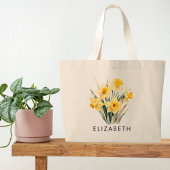 Maart Geboorte Maand Bloem Gepersonaliseerde Gift  Grote Tote Bag