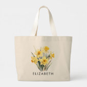 Maart Geboorte Maand Bloem Gepersonaliseerde Gift  Grote Tote Bag (Achterkant)