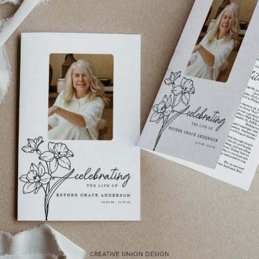 Maart Geboorte Maand Bloemen Begrafenisprogramma Flyer