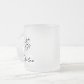 Maart Geboortebloem & Elegante Script Naam Matglas Koffiemok (Voorkant links)