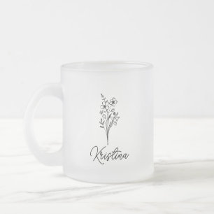 Maart Geboortebloem & Elegante Script Naam Matglas Koffiemok