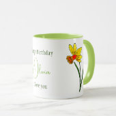 Maart geboortebloem Geel Groen Daffodil Mok (Voorkant rechts)