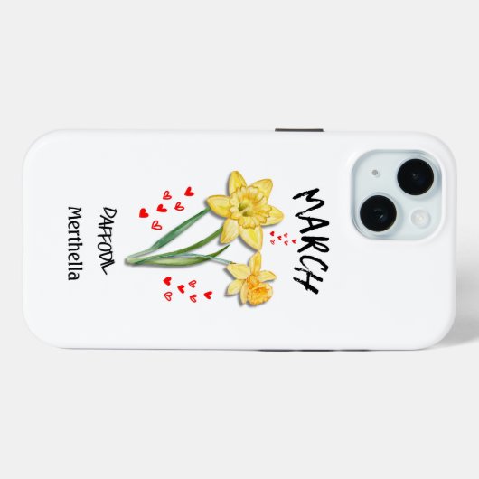 MAART Geboortemaand Bloem Aangepaste naam Case-Mate iPhone Case (Achterkant (horizontaal))
