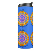 Maart Geboortemaand Bloem Custom Mandala Zen Art Thermosbeker (Gedraaid links)