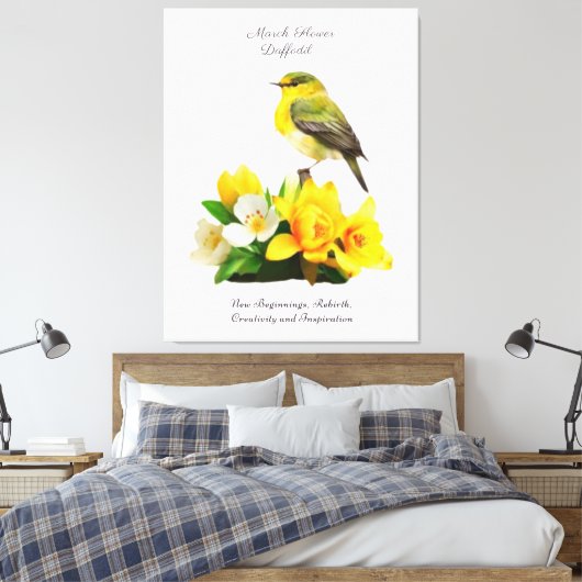 Maart Geboortemaand Bloem Levendig Verjaardagscade Canvas Afdruk (Insitu (Slaapkamer))