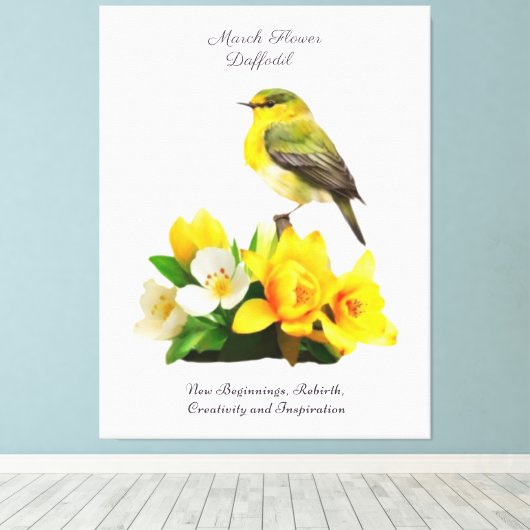 Maart Geboortemaand Bloem Levendig Verjaardagscade Canvas Afdruk (Insitu (Houten vloer))