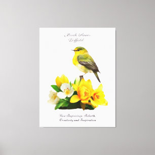 Maart Geboortemaand Bloem Levendig Verjaardagscade Canvas Afdruk