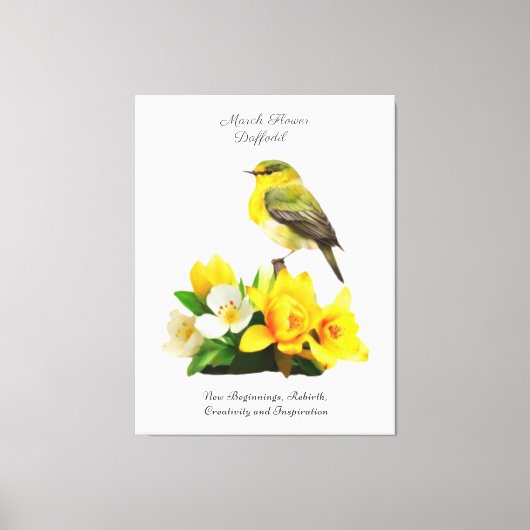 Maart Geboortemaand Bloem Levendig Verjaardagscade Canvas Afdruk (Voorkant)