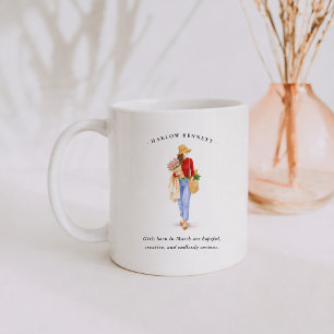 Maart Geboortemaand Meisje Monogram Koffiemok
