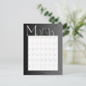 Maart Grijs Moderne Maandkalender 2025 Briefkaart (Staand voorkant)