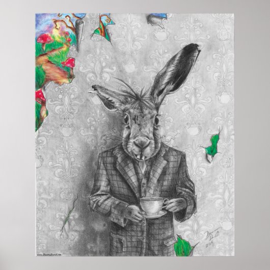 Maart Hare Art March Hare Poster Wonderland Art (Voorkant)