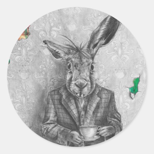 Maart Hare Sticker Alice in Wonderland Sticker (Voorkant)