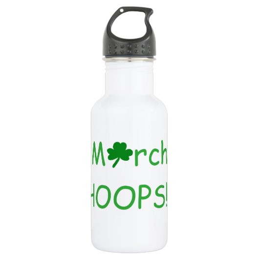 Maart HOOPS Groene Klavertje Fun Basketbal Waterfles (Voorkant)