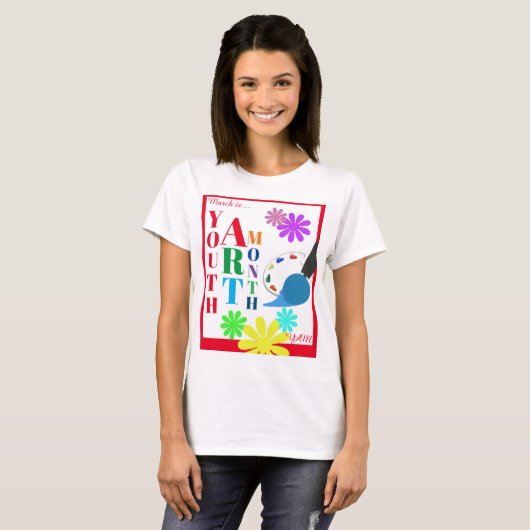 Maart is Jeugd Kunst Maand T-shirt (Voorkant volledig)