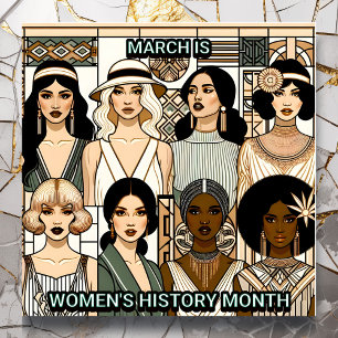 Maart is maand geschiedenis van vrouwen Art Deco Poster