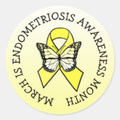 Maart is maand van bewustwording van endometriose ronde sticker (Voorkant)