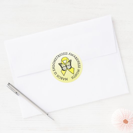 Maart is maand van bewustwording van endometriose ronde sticker (Envelop)