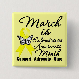 Maart is maand van bewustwording van endometriose vierkante button 5,1 cm