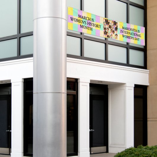 Maart is maand vrouwengeschiedenis spandoek (Buitenkant Gebouw)