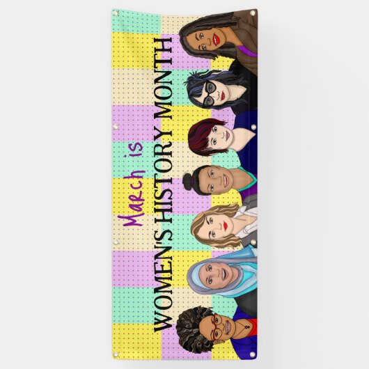 Maart is maand vrouwengeschiedenis spandoek (Verticaal)