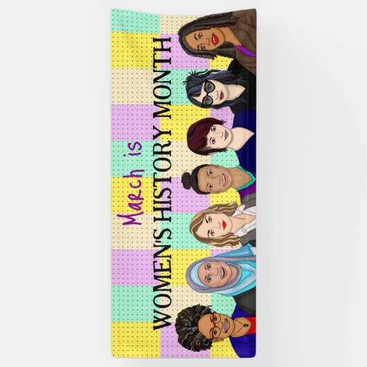 Maart is maand vrouwengeschiedenis spandoek (Verticaal)