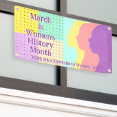 Maart is maand vrouwengeschiedenis spandoek (Buitenkant Gebouw)