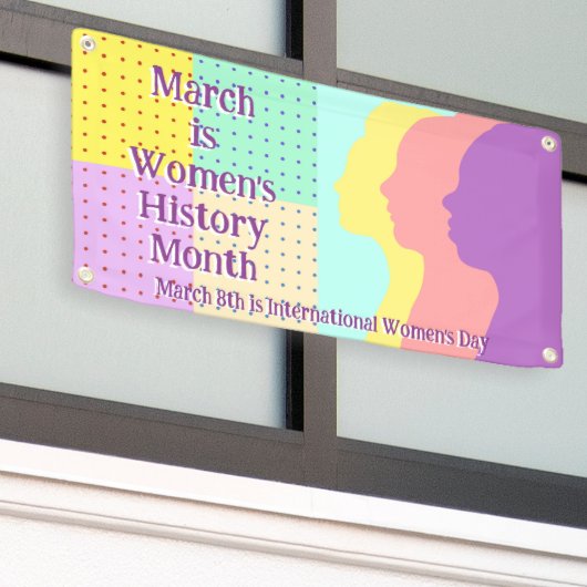 Maart is maand vrouwengeschiedenis spandoek (Buitenkant Gebouw)