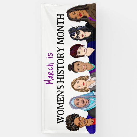 Maart is maand vrouwengeschiedenis spandoek (Verticaal)
