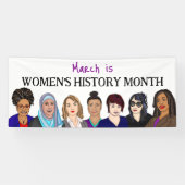 Maart is maand vrouwengeschiedenis spandoek (Horizontaal)