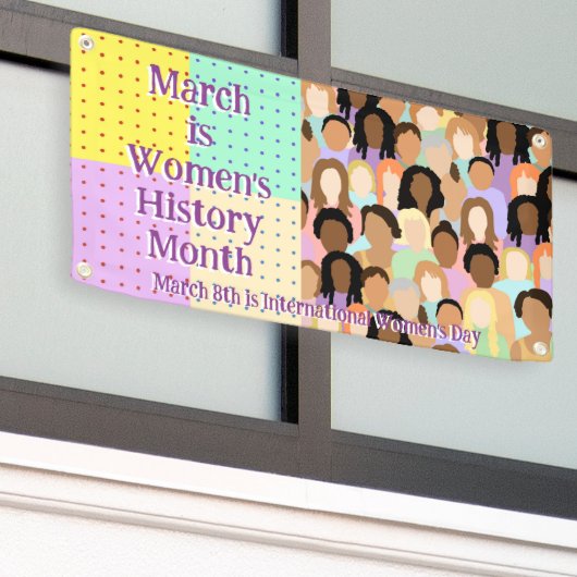 Maart is maand vrouwengeschiedenis spandoek (Buitenkant Gebouw)